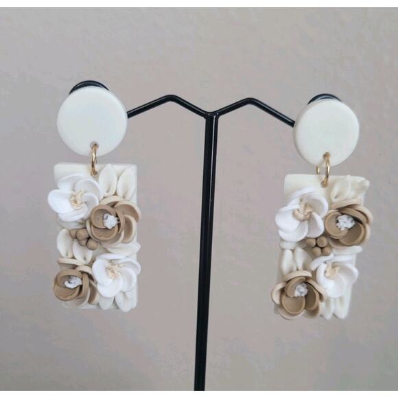 Handmade Mexican Terra Cotta Barro Inspired Dangle Post Earrings Light Weight‎ - Picture 1 of 4